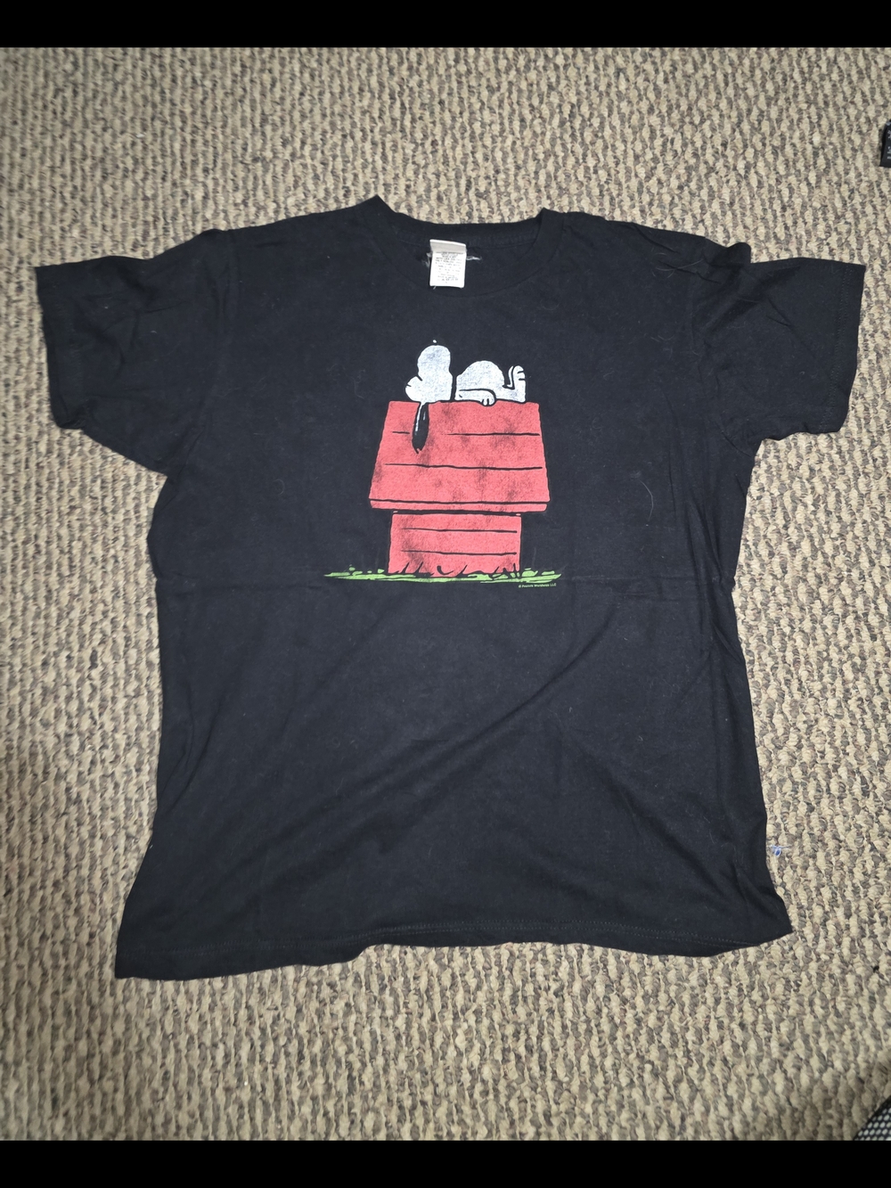 Junk Food Clothing Black Tee with Red Snoopy Doghouse Graphic